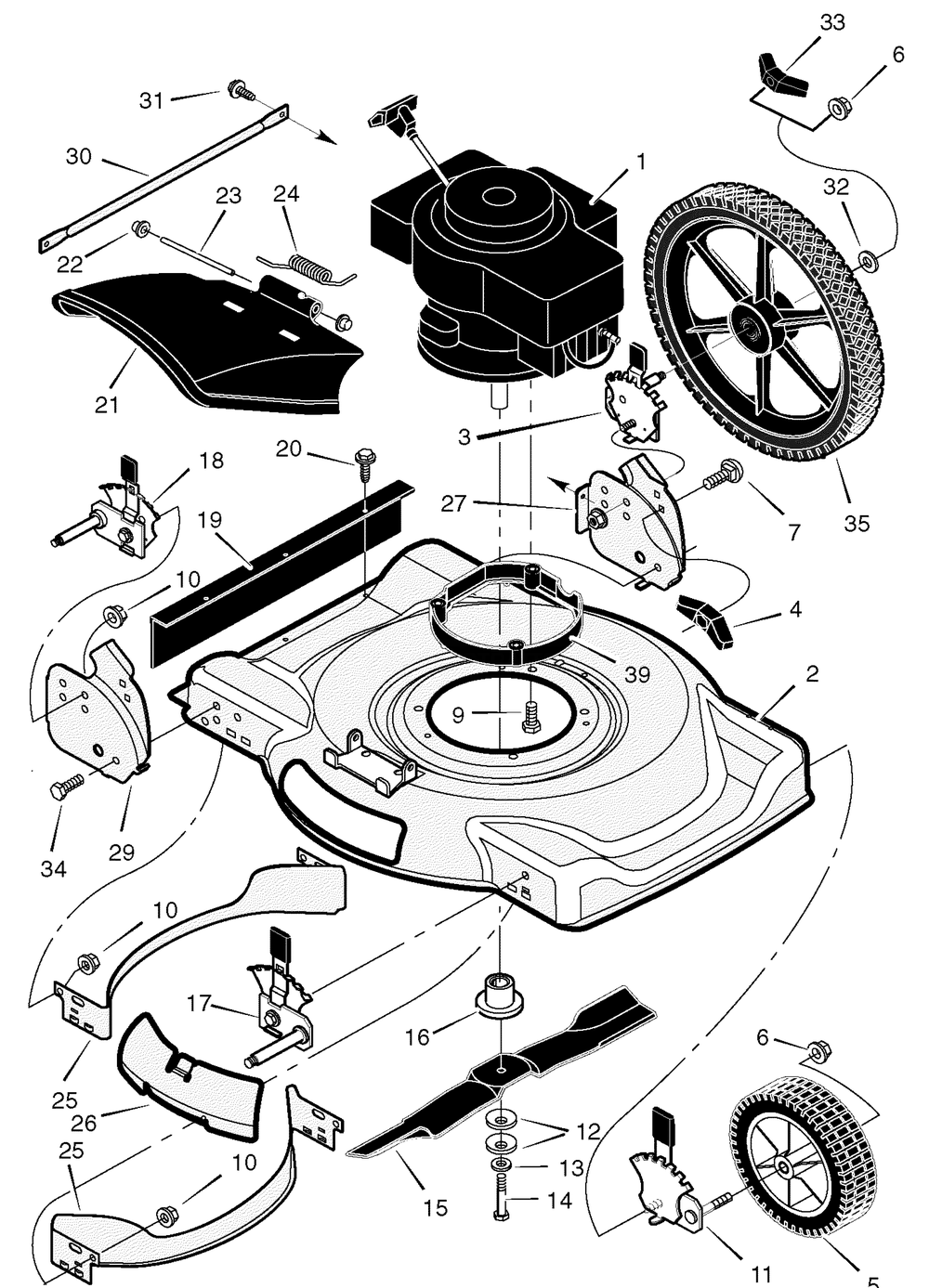 Mower Housing Assembly Diagram and Parts List for 225112X92C 2004 Briggs and Stratton Lawn Mower